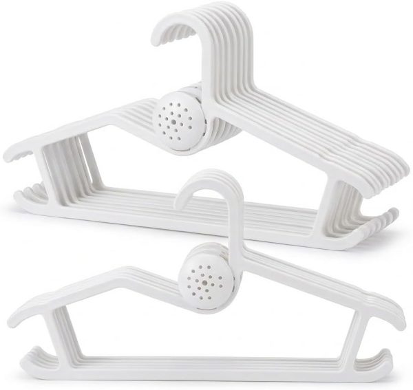 20 Pack Aromatherapy Plastic Hangers, Non-Slip Space-Saving Coat Hangers with Removable Scent Box, White