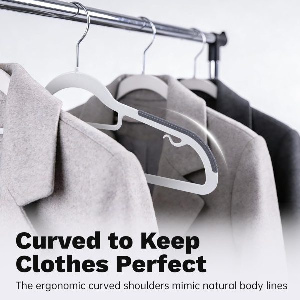 30Pcs White Plastic Hangers, Slim Non-Slip Coat Hangers with 360° Swivel Hook