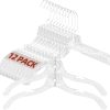 12 Pack Clear Plastic Hangers, Heavy Duty Non-Slip with 360° Swivel Hook