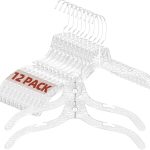 12 Pack Clear Plastic Hangers, Heavy Duty Non-Slip with 360° Swivel Hook