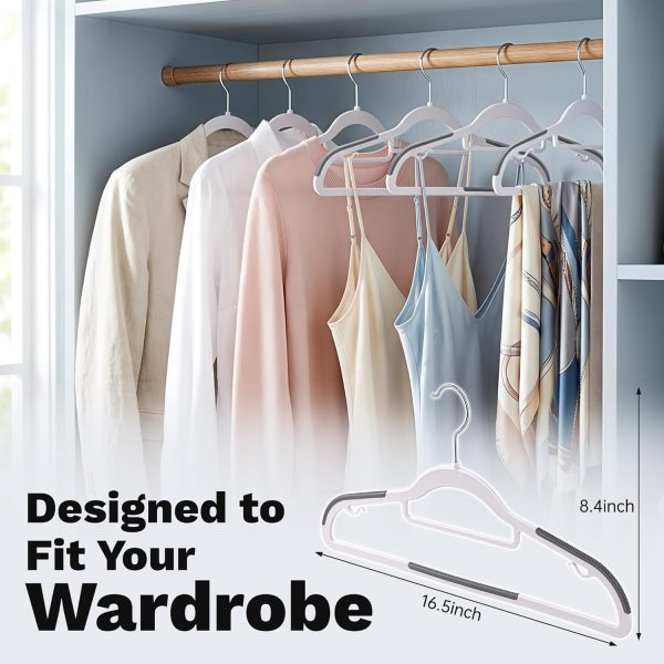 30Pcs White Plastic Hangers, Slim Non-Slip Coat Hangers with 360° Swivel Hook