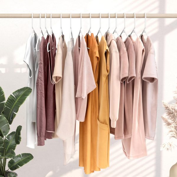 50 Pack White Plastic Clothes Hangers, Space Saving Closet Hangers